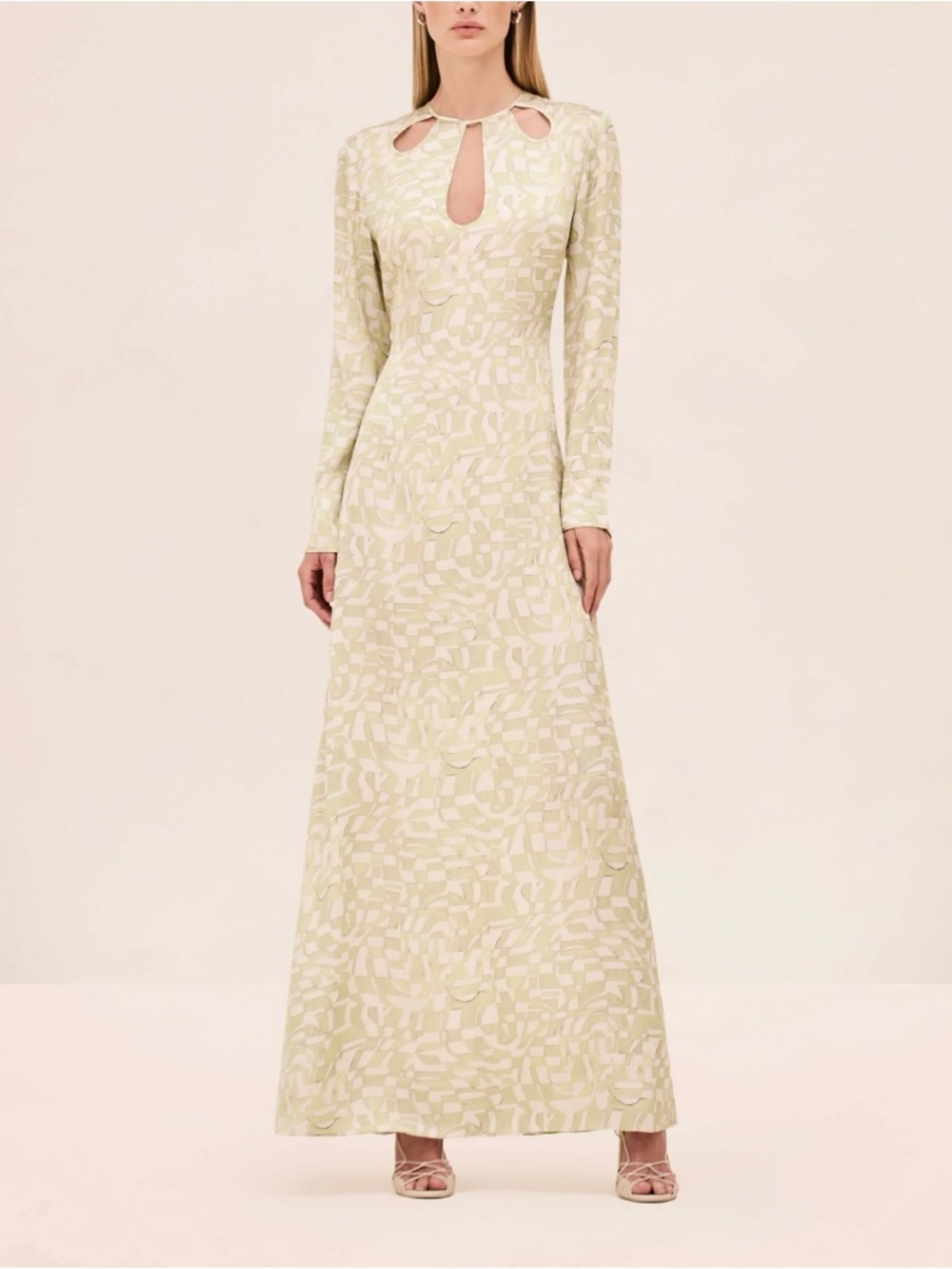 NWT ALEXIS Maxi Green Long-Sleeve Skyla Cut-Out Dress